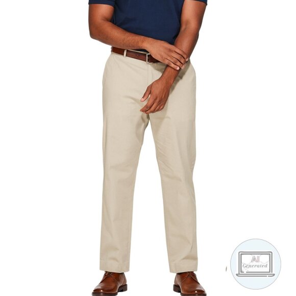 Theory Mens Stretch Chino Pants Khaki Brown Flat Front Taper Leg Size 36 x 28 - Picture 1 of 11